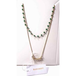 Bancroft Stitchfix Women's Green Bead Crystal Two Necklace Set NWT 68